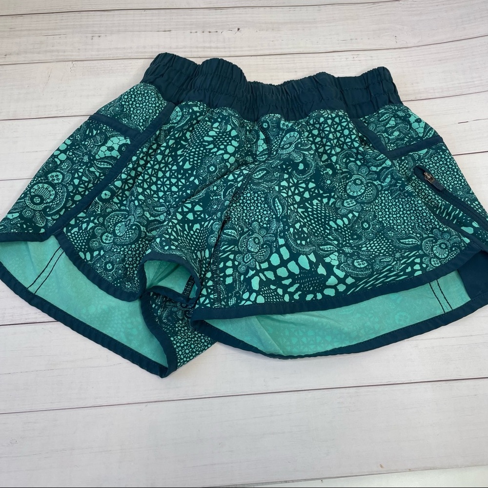 Green print lululemon workout running shorts